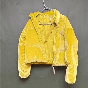 Fabletics Yellow Velvet Puffer Jacket